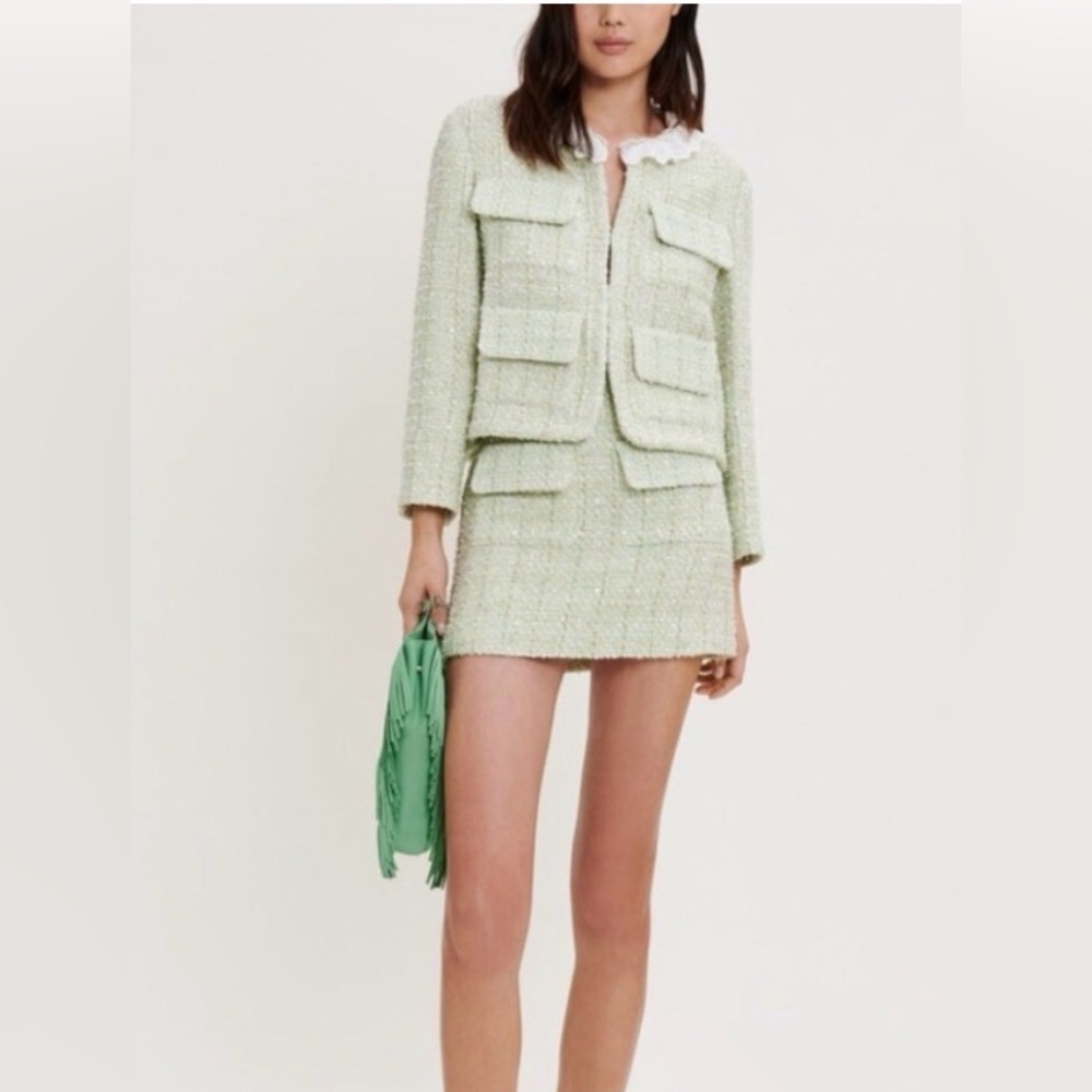 Maje green tweed suit set